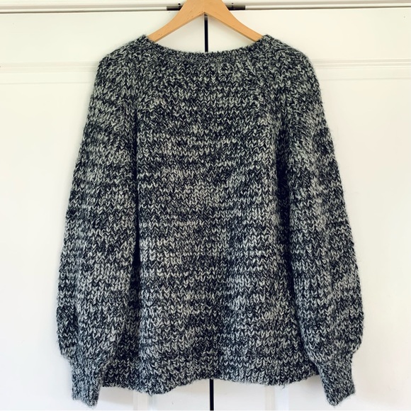 Eleven Six Tess Sweater Salt & Pepper Alpaca Chunky Ribbed Knit V Neck NEW XS/S - Picture 5 of 9